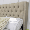 Cama 2 Plazas Europea beige arena + tachas Incluye Respaldo Más Bases Divididas