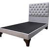 Cama Europea 1 Plaza Respaldo Capitone mas Base  Gris Perla