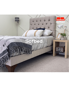 CAMA EUROPEA PLAZA Y MEDIA LINO BEIGE (Repelente a liquidos)