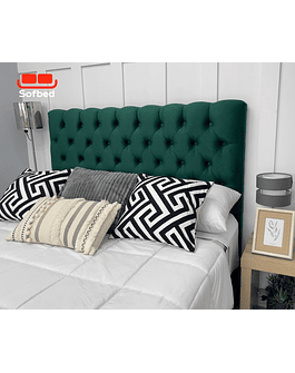 Cama 2 Plazas Europea Respaldo A Piso + Bases  Verde Oscuro