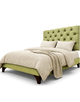 Cama Europea Plaza y Media Respaldo Capitone Clásico