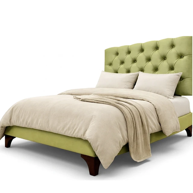 Cama Europea Plaza y Media Respaldo Capitone Clásico