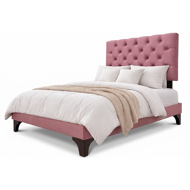 Cama Europea Plaza y Media Respaldo Capitone Clásico