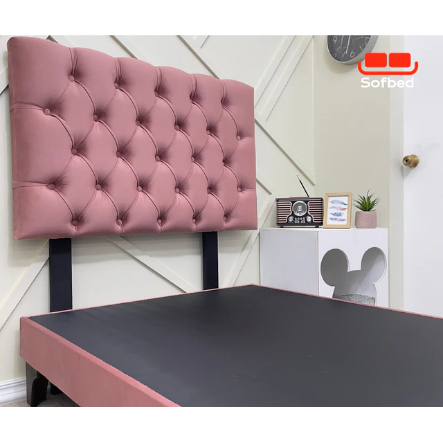 Cama Europea Plaza y Media Respaldo Capitone Clásico