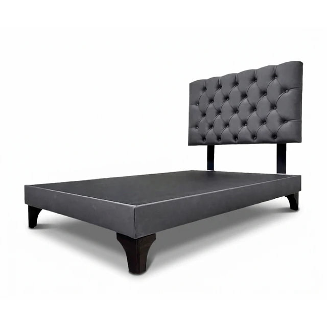 Cama Europea Plaza y Media Respaldo Capitone Clásico