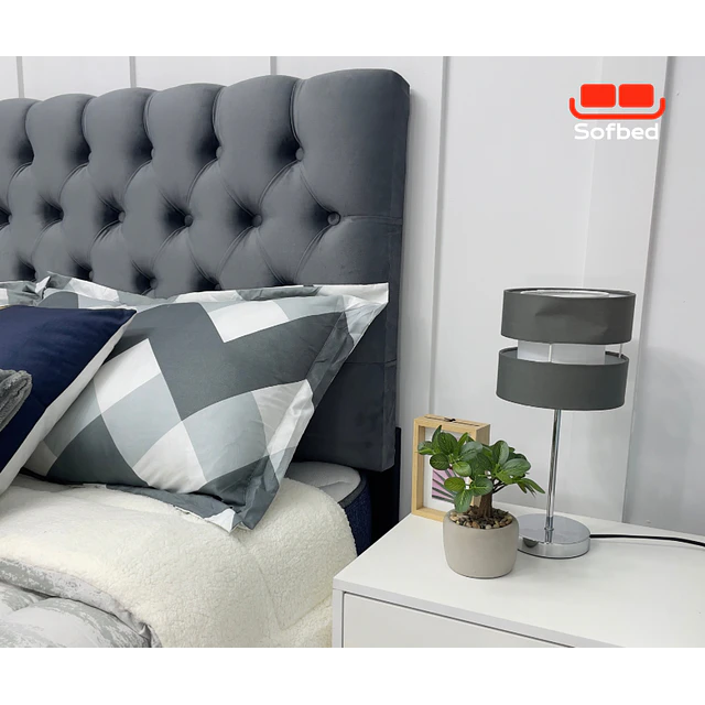 Cama Europea Plaza y Media Respaldo Capitone Clásico