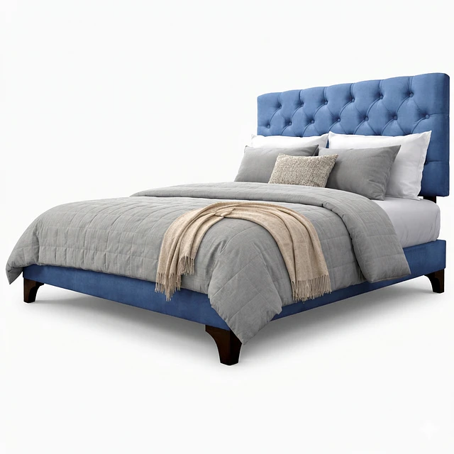 Cama Europea Plaza y Media Respaldo Capitone Clásico