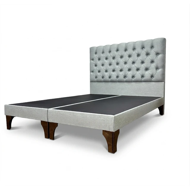 Cama Europea 2 plazas Capitoné Lino