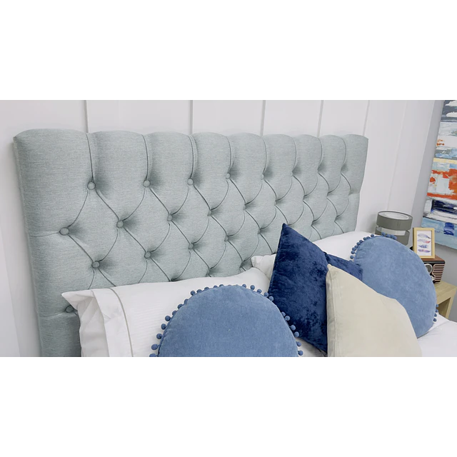 Cama Europea 2 plazas Capitoné Lino