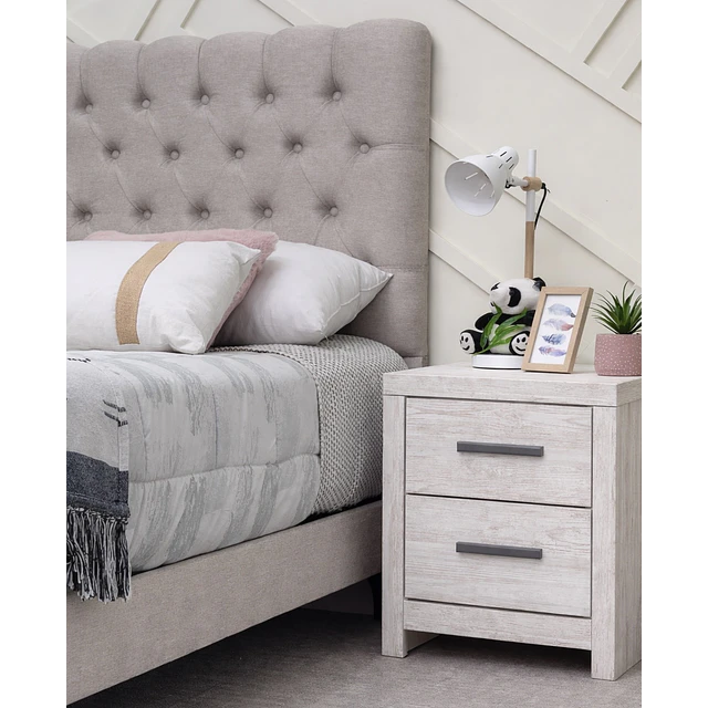 Cama Europea 2 plazas Capitoné Lino