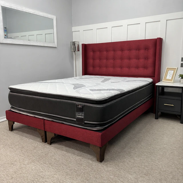 Cama  Europea Modelo Francia  Respaldo Más Bases Lino 