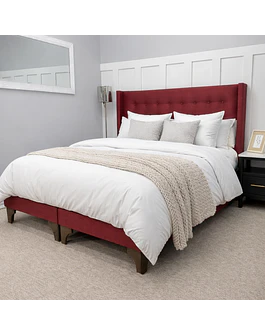 Cama  Europea Modelo Francia  Respaldo Más Bases Lino 