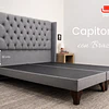 Cama Europea  2 Plazas Capitoné Con Brazos  Incluye Respaldo Más Bases Divididas desde