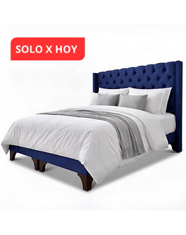 Cama Europea  2 Plazas Capitoné Con Brazos  Incluye Respaldo Más Bases Divididas desde