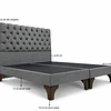 Cama Europea 2 Plazas Respaldo A Piso + Bases  Divididas Felpa