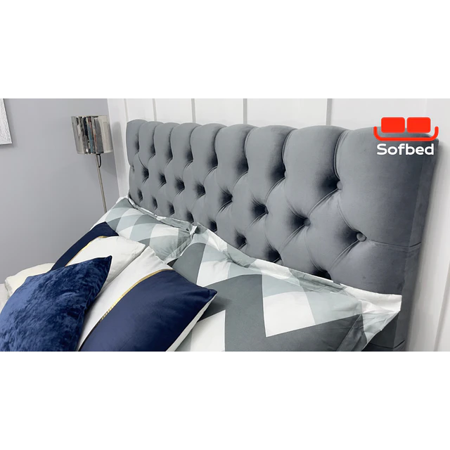 Cama Europea 2 Plazas Respaldo A Piso + Bases  Divididas Felpa