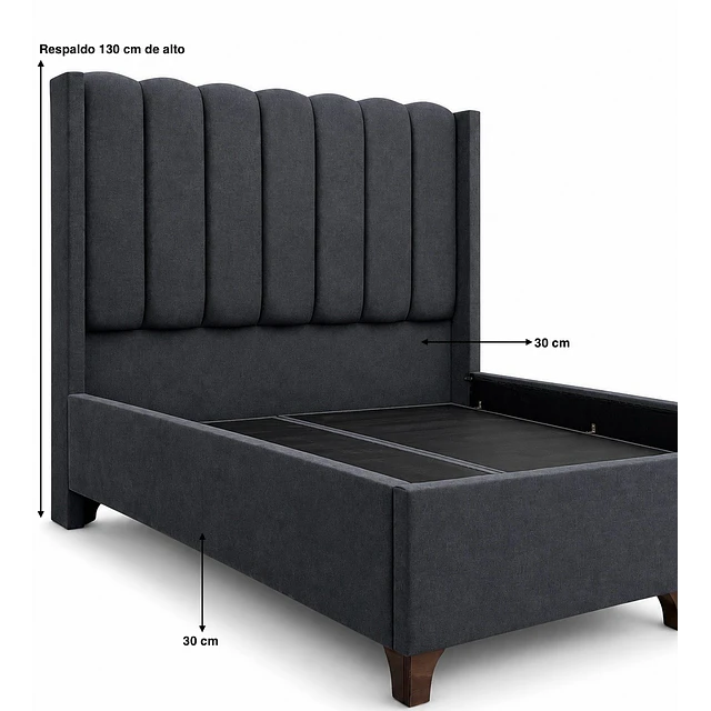 Cama 2 plazas Lineal con soporte de colchón 