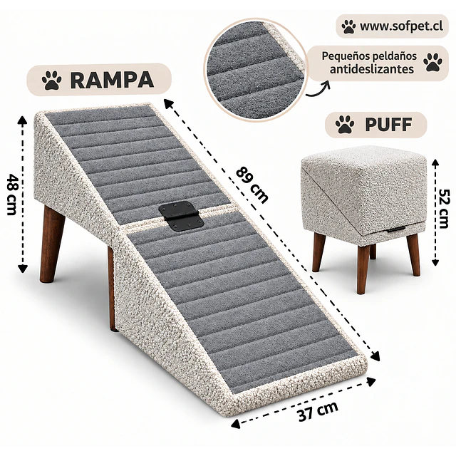 Rampa Puff Premium ( Con peldaños antideslizantes).