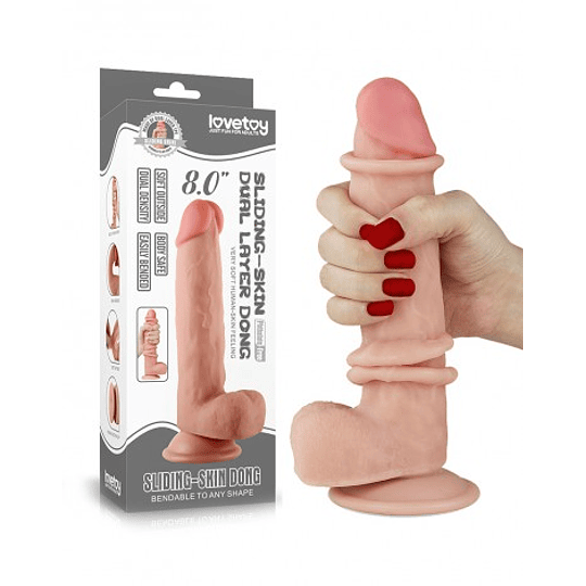 Dildo Piel Masturbable 20,3cms LOVETOY Ultra Realista Sliding Skin Dual Layer Dong