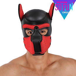 Máscara BDSM Dog Box - Color Negro/Rojo