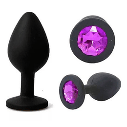 Plug Anal Silicona con joya - NEGRO Talla L