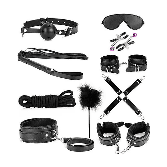KIT BDSM sumisión 10 piezas Fetish Series- Negro con Rojo
