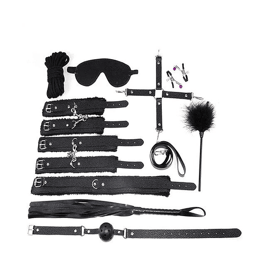 KIT BDSM sumisión 10 piezas Fetish Series- Negro con Rojo