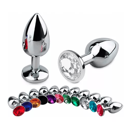 Plug Anal METALICO con joya Blue- Talla L