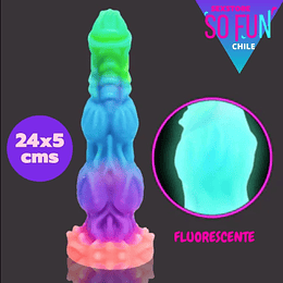Dildo Monster Bestia Neon 24 CM Luminoso en la oscuridad