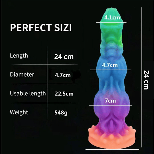 Dildo Monster Bestia Neon 24 CM Luminoso en la oscuridad