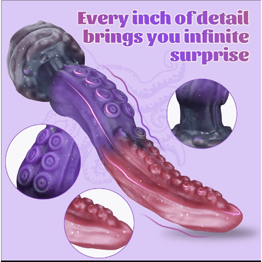Consolador Dual Lengua y tentaculo 25cms Dildo con Ventosas