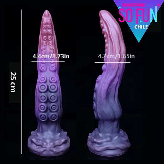 Consolador Dual Lengua y tentaculo 25cms Dildo con Ventosas