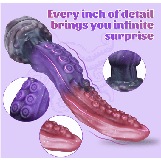 Consolador Dual Lengua y tentaculo 25cms Dildo con Ventosas
