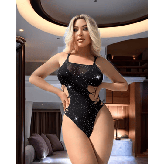 Body SeduceMe Brillos Translucido, Encaje lencería