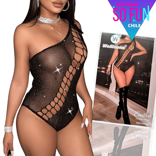 Body Hombro descubierto SeduceMe Brillos Translucido, Encaje lencería