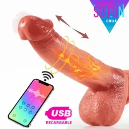 Dildo 4en1 SmartApp PENETRA + VIBRA + ROTA + CALOR + USB recargable ULTRA Realista