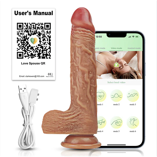 Dildo 4en1 SmartApp PENETRA + VIBRA + ROTA + CALOR + USB recargable ULTRA Realista