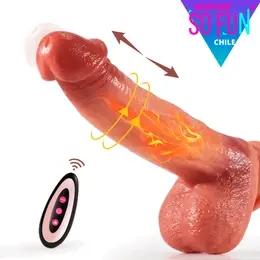 Dildo 4en1 PENETRA + VIBRA + ROTA + CALOR + USB recargable ULTRA Realista