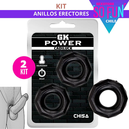 kit 2 Anillos erectores para el pene GK poer de Chisa Mayor - retardante de eyaculacion