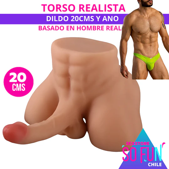 Torso Masculino 4kg HiperRealista APOLO MAXXX con Dildo y Ano incluido (consolador 20cms)