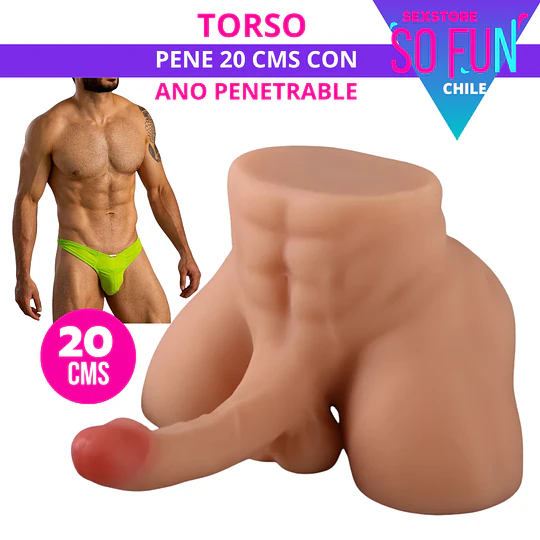 Torso Masculino 4kg HiperRealista APOLO MAXXX con Dildo y Ano incluido (consolador 20cms)