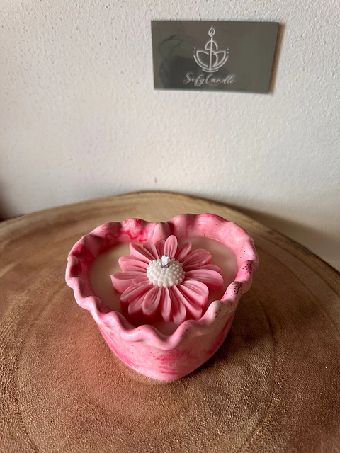 Vela Floral em Recipiente de Jesmonite