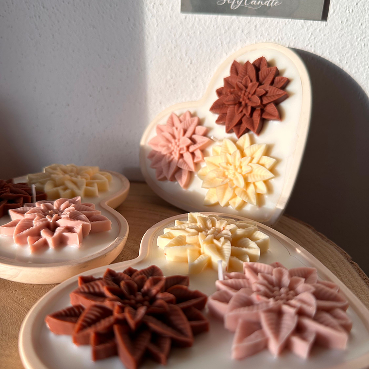 Conjunto Coração Decorativo com Mini Velas Florais 1