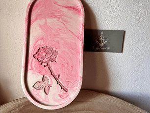 Base Decorativa Floral Oval em Jesmonite