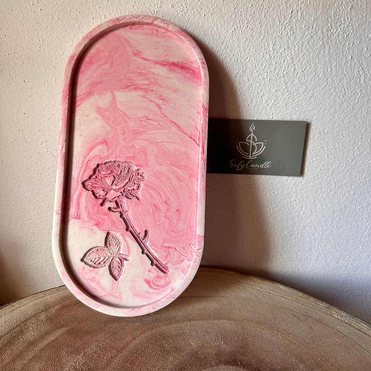 Base Decorativa Floral Oval em Jesmonite 1