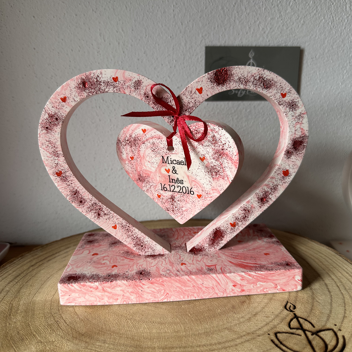 Escultura Corações Personalizável em Jesmonite 1