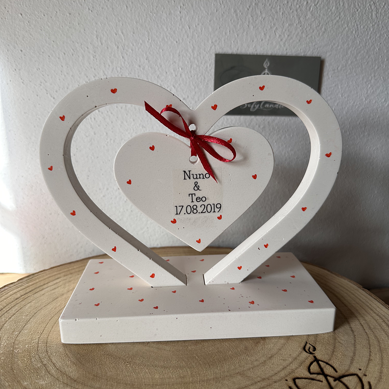 Escultura Corações Personalizável em Jesmonite 2