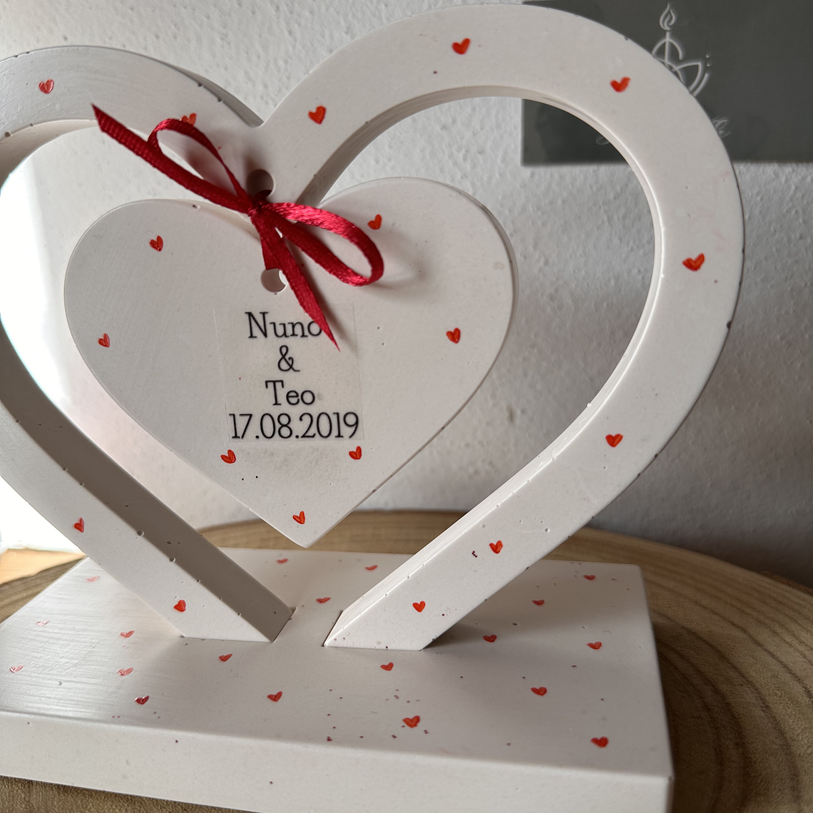 Escultura Corações Personalizável em Jesmonite 3