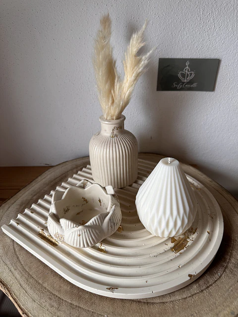 Conjunto Decorativo em Jesmonite com Vela