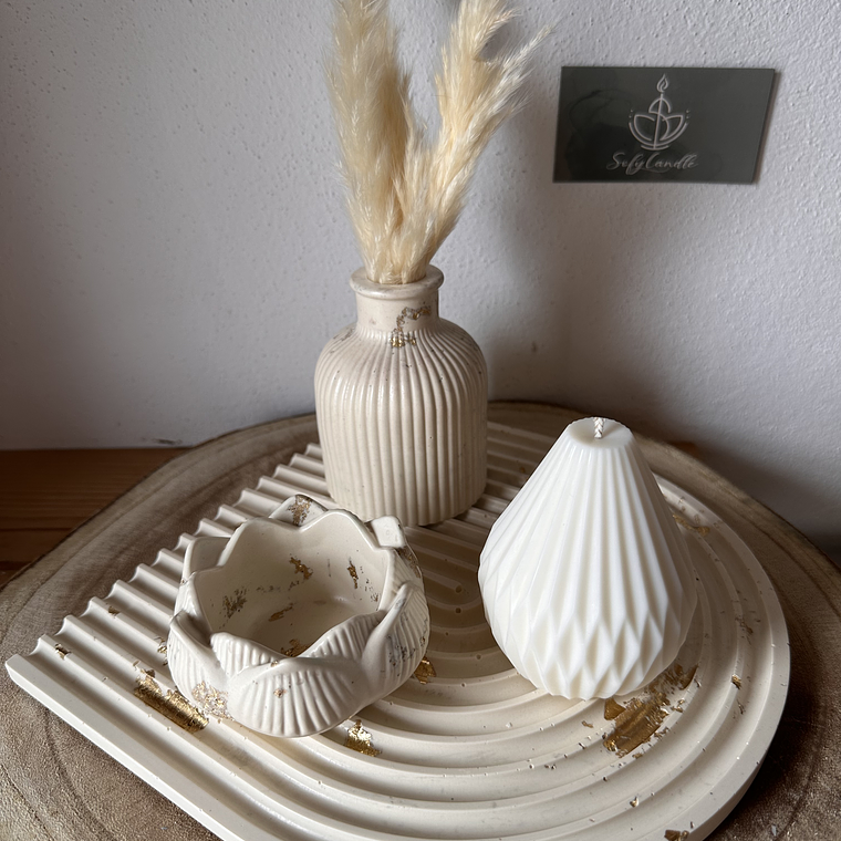 Conjunto Decorativo em Jesmonite com Vela 1